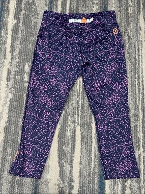 Size L Zoot Iron Man Navy & Purple Patterned Crop Leggings